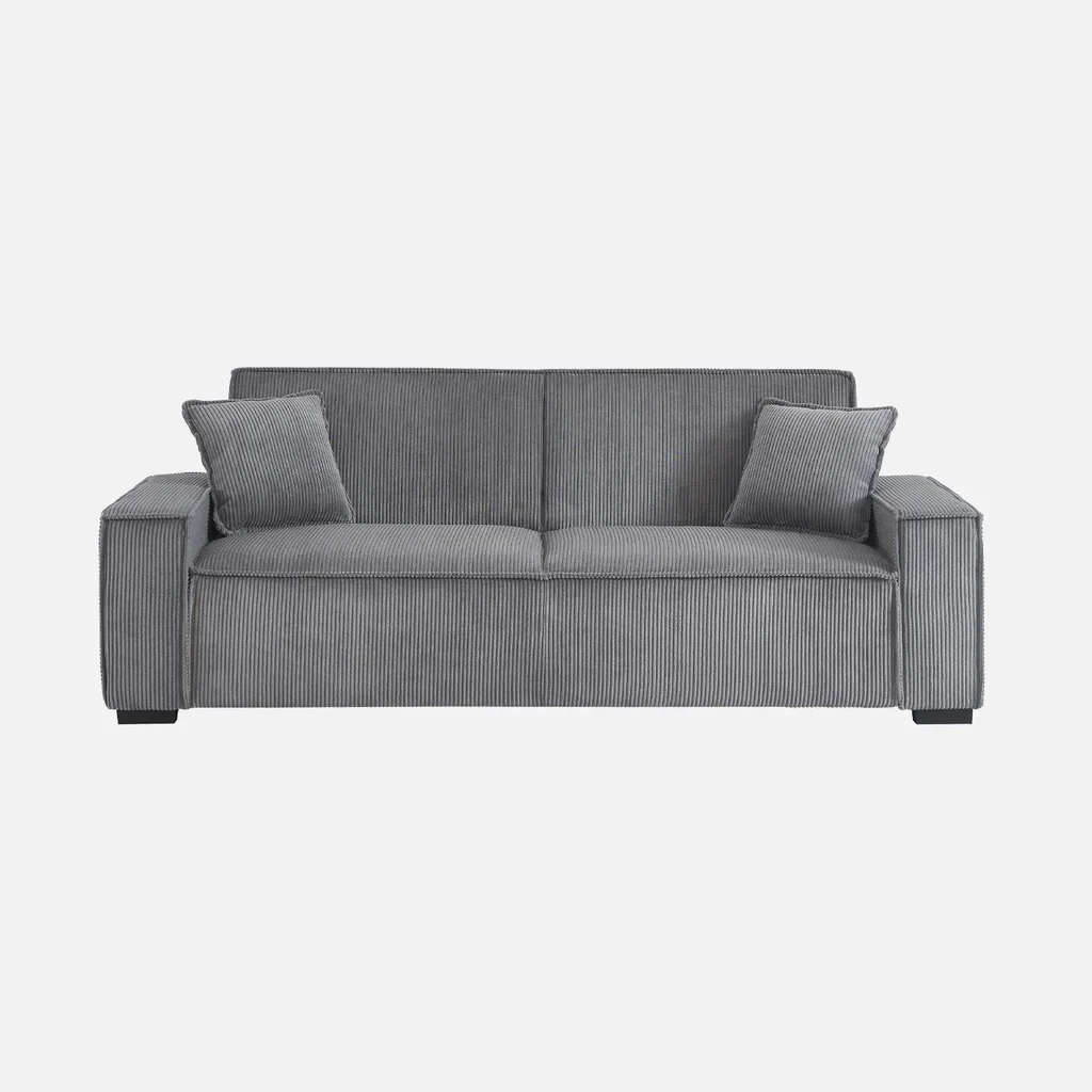 Dunkelgraues Cord-Samt 3-Sitzer Schlafsofa skandinavisches Design Feel