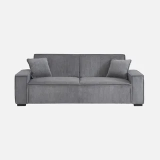 Dunkelgraues Cord-Samt 3-Sitzer Schlafsofa skandinavisches Design Feel
