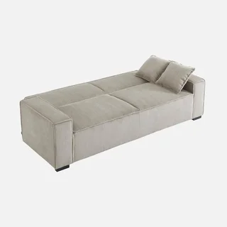 3-Sitzer Samt-Cord-Schlafsofa Feel in Grau mit verstellbarer Rückenlehne