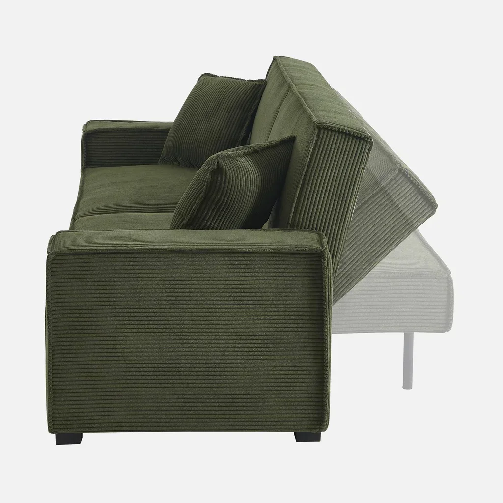 Dunkelgraues Cord-Samt 3-Sitzer Schlafsofa Feel