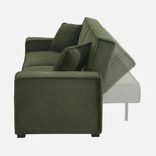 Dunkelgraues Cord-Samt 3-Sitzer Schlafsofa Feel