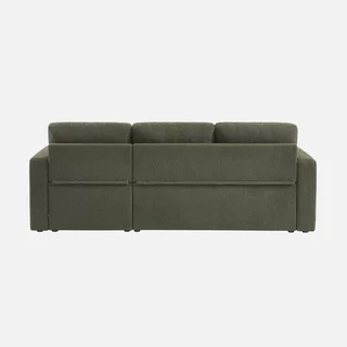 Sofá Cama 3 Plazas Reversible Tela Bouclé Crema con Chaise Longue y Almacenamiento