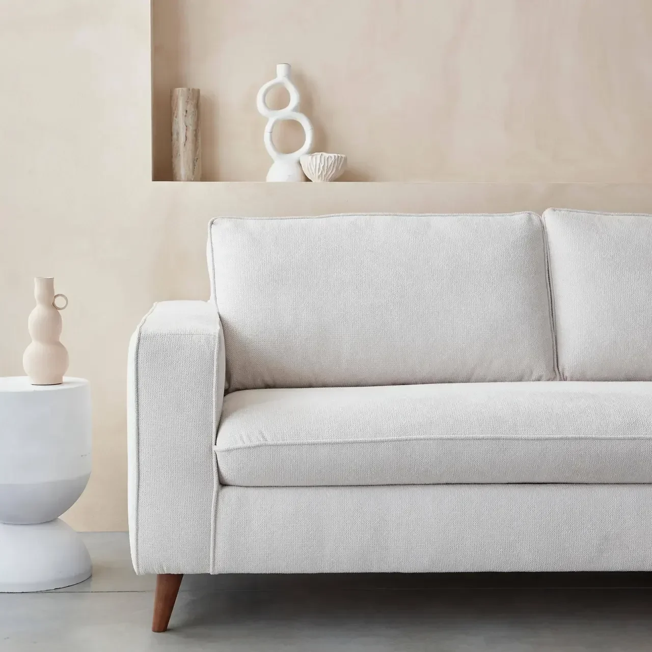 Französisches 3-Sitzer Schlafsofa aus Stoff mit 12 cm Matratze Gustave