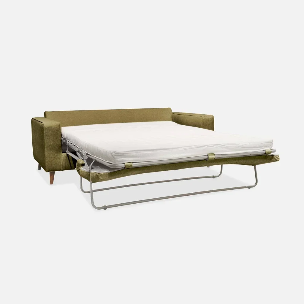 Französisches 3-Sitzer Schlafsofa aus Stoff mit 12 cm Matratze Gustave