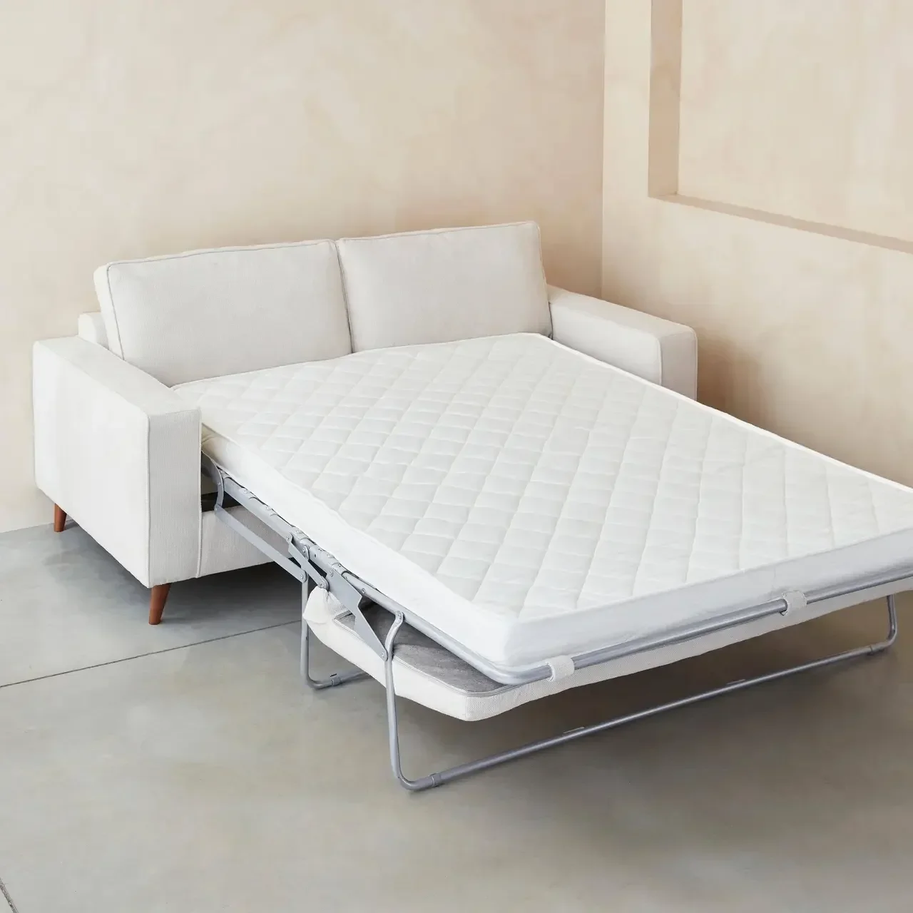 Französisches 3-Sitzer Schlafsofa aus Stoff mit 12 cm Matratze Gustave