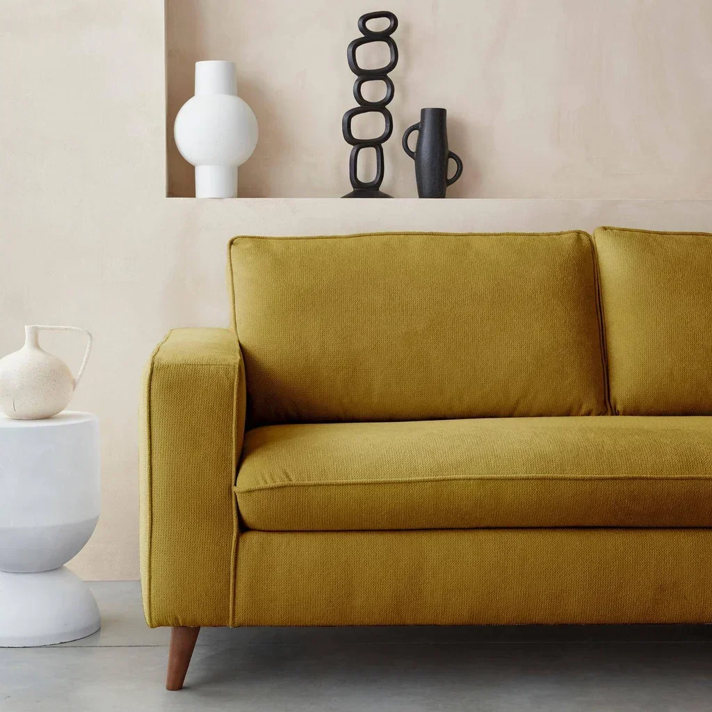 Französisches 3-Sitzer Schlafsofa aus Stoff mit 12 cm Matratze Gustave
