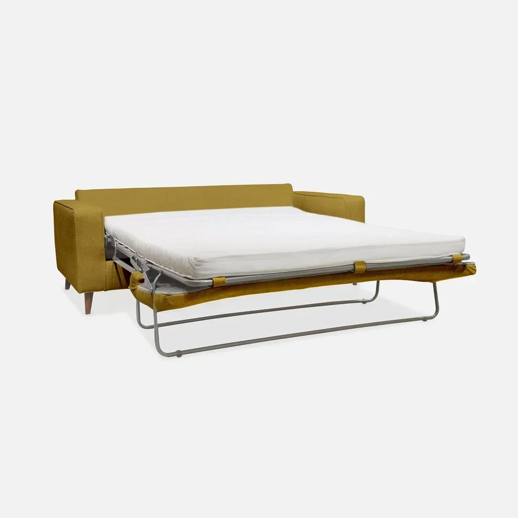 Französisches 3-Sitzer Schlafsofa aus Stoff mit 12 cm Matratze Gustave
