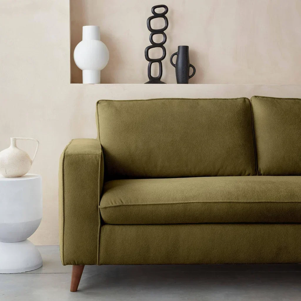 Französisches 3-Sitzer Schlafsofa aus Stoff mit 12 cm Matratze Gustave