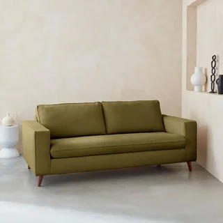 Französisches 3-Sitzer Schlafsofa aus Stoff mit 12 cm Matratze Gustave