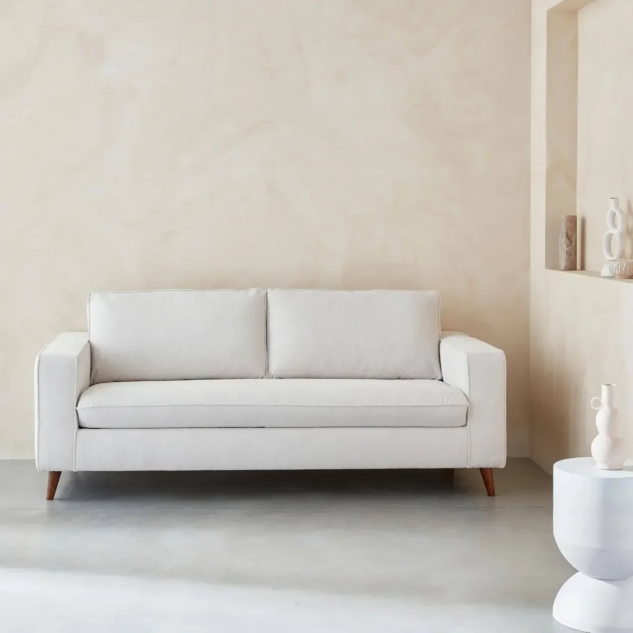 Französisches 3-Sitzer Schlafsofa aus Stoff mit 12 cm Matratze Gustave