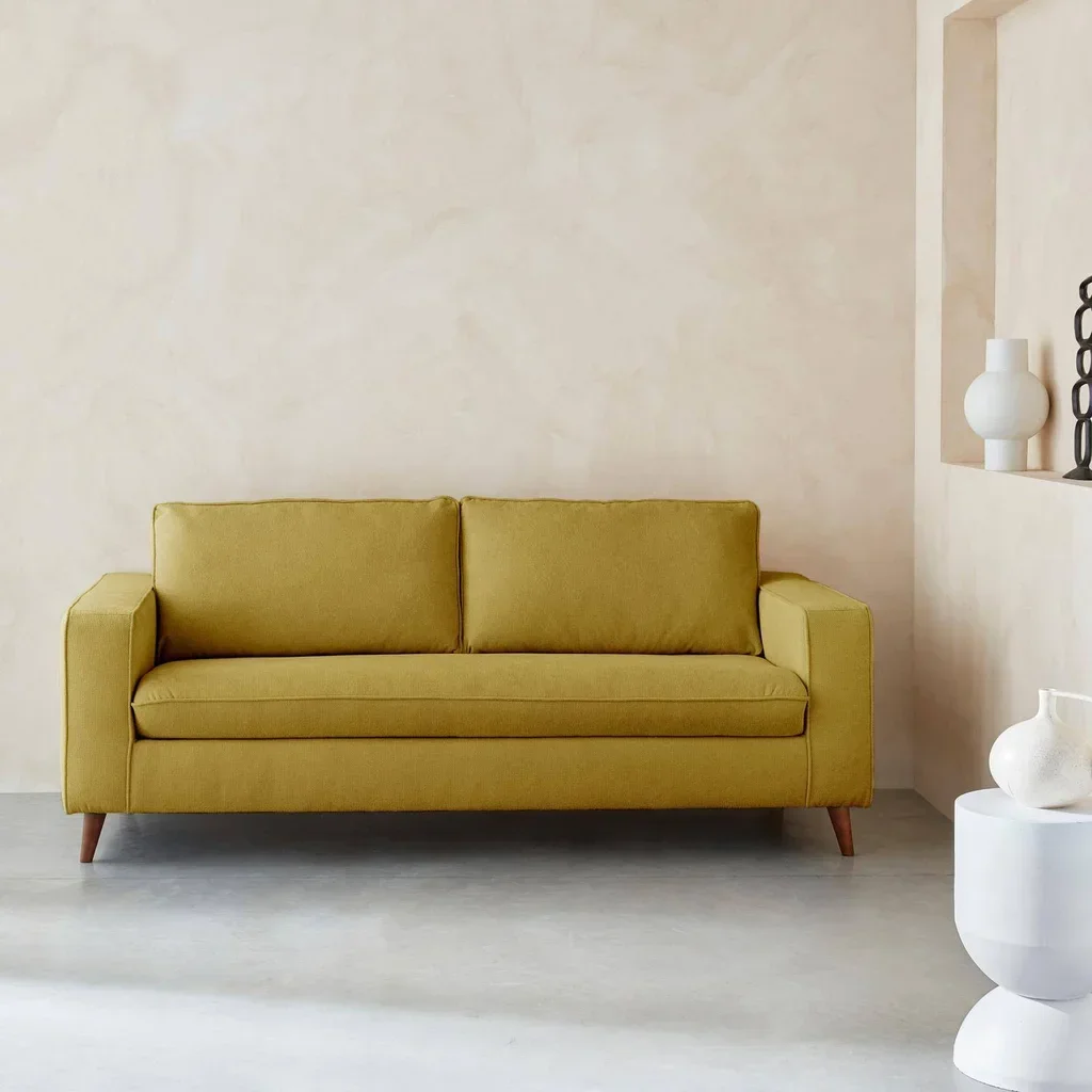 Französisches 3-Sitzer Schlafsofa aus Stoff mit 12 cm Matratze Gustave