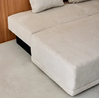 Canapé convertible 3 places velours côtelé banquette clic-clac avec rangement intégré