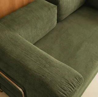 Sofá cama convertible 3 plazas terciopelo acanalado vintage cromado