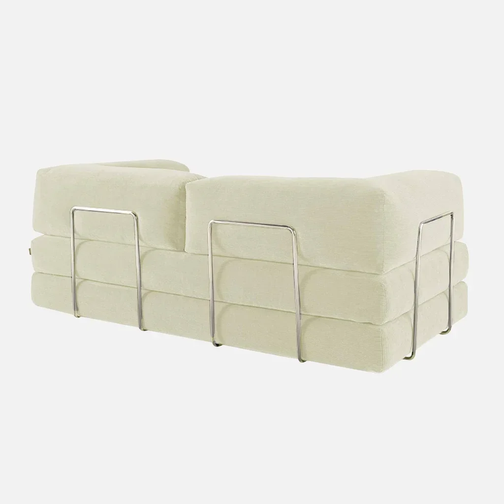 Sofá Cama 3 Plazas Terciopelo Pana Vintage Cromado Años 70