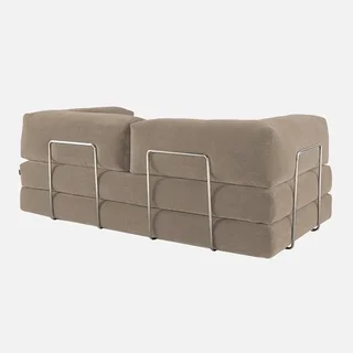Sofá Cama 3 Plazas Terciopelo Pana Vintage Seventies Estructura Metal Cromado
