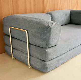 Sofá Cama 3 Plazas Terciopelo Pana Vintage Estructura Metal Cromado Estilo Años 70