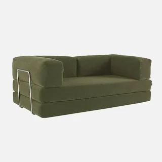 Sofá cama convertible 3 plazas terciopelo acanalado vintage cromado