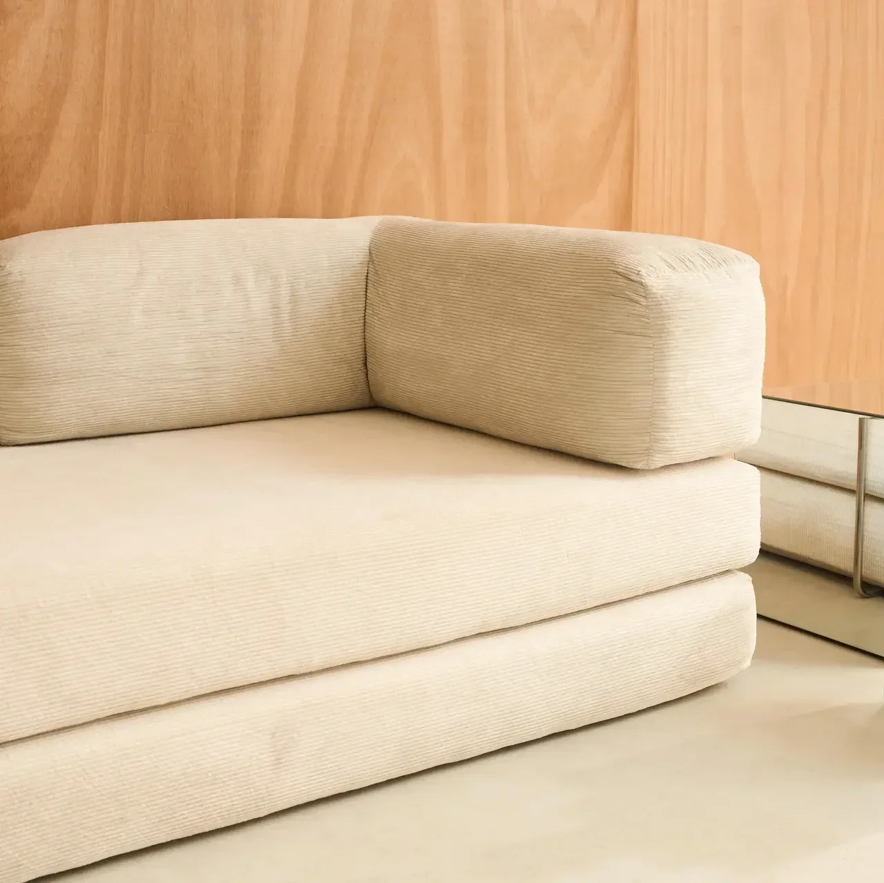 Sofá Cama 3 Plazas Terciopelo Pana Vintage Cromado Años 70