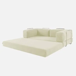 Sofá Cama 3 Plazas Terciopelo Pana Vintage Cromado Años 70