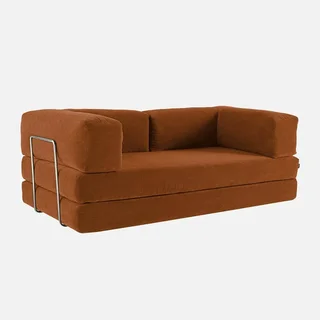 Sofá Cama 3 Plazas Terciopelo Pana Vintage Seventies Cromo
