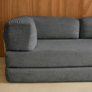 Sofá Cama 3 Plazas Terciopelo Pana Vintage Seventies Cromo