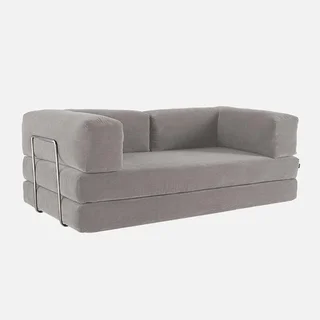 Sofá Cama 3 Plazas Terciopelo Pana Vintage Estructura Metal Cromado Estilo Años 70