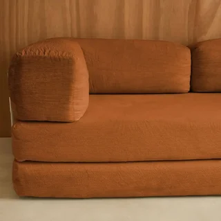Sofá Cama 3 Plazas Terciopelo Pana Vintage Seventies Cromo