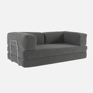 Sofá Cama 3 Plazas Terciopelo Pana Vintage Seventies Cromo