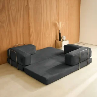 Sofá cama vintage 3 plazas terciopelo pana estilo años 70