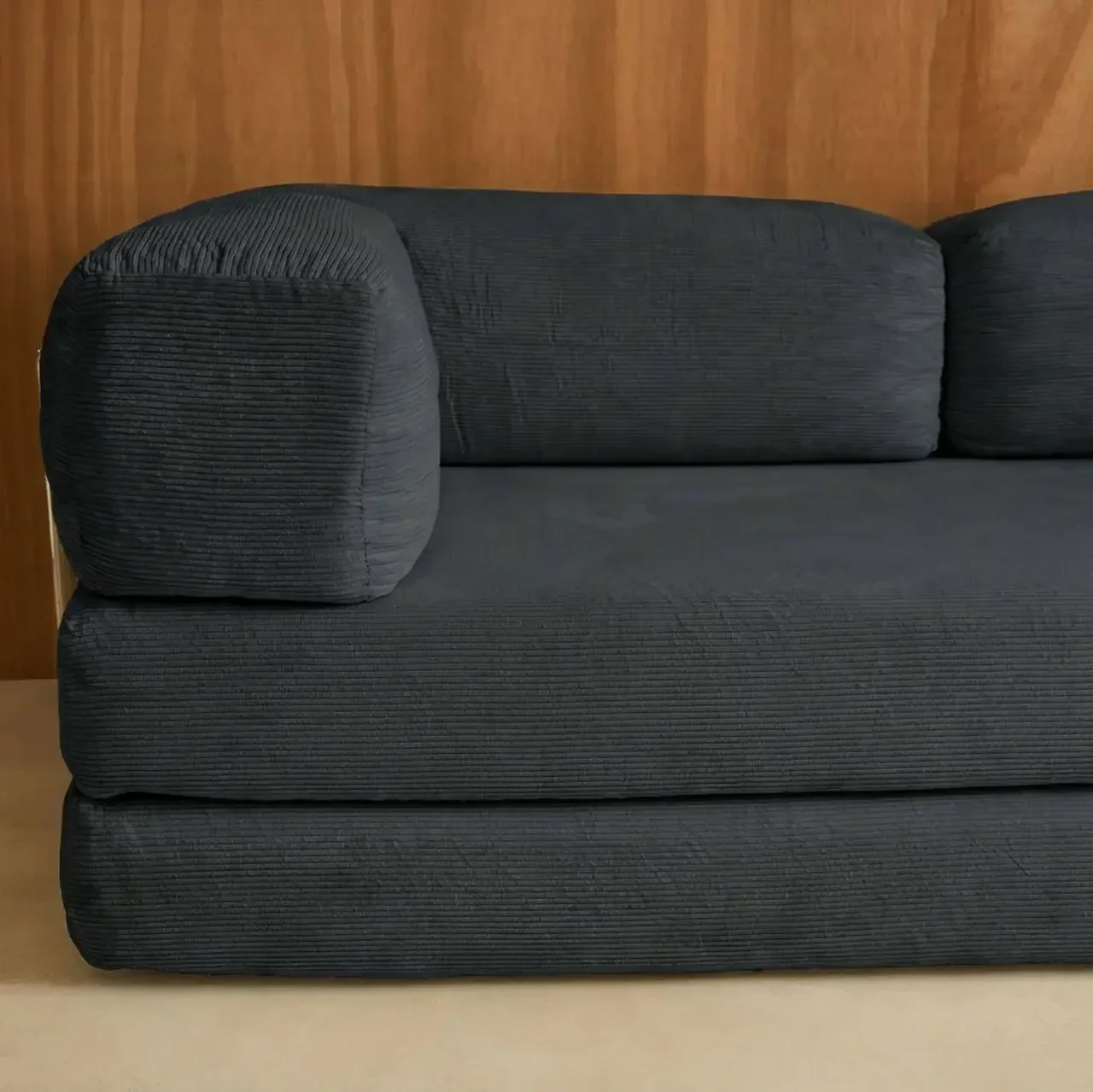 Sofá cama vintage 3 plazas terciopelo pana estilo años 70