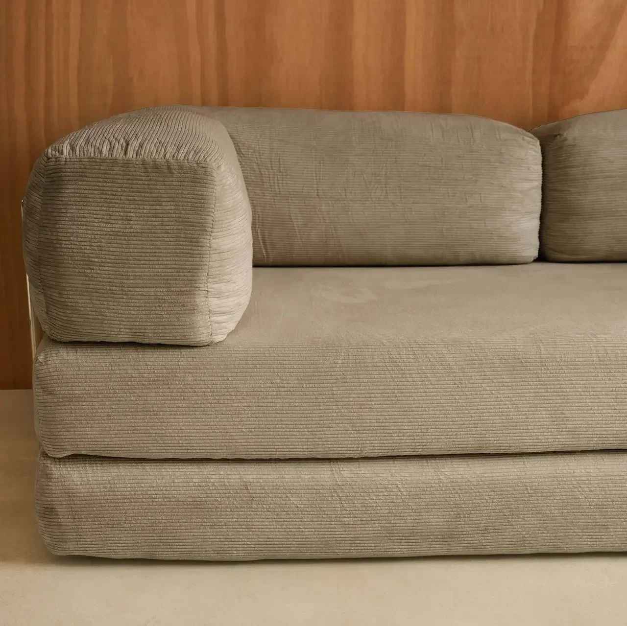 Sofá Cama 3 Plazas Terciopelo Pana Vintage Seventies Estructura Metal Cromado