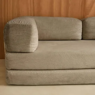 Sofá Cama 3 Plazas Terciopelo Pana Vintage Seventies Estructura Metal Cromado