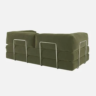 Sofá cama convertible 3 plazas terciopelo acanalado vintage cromado