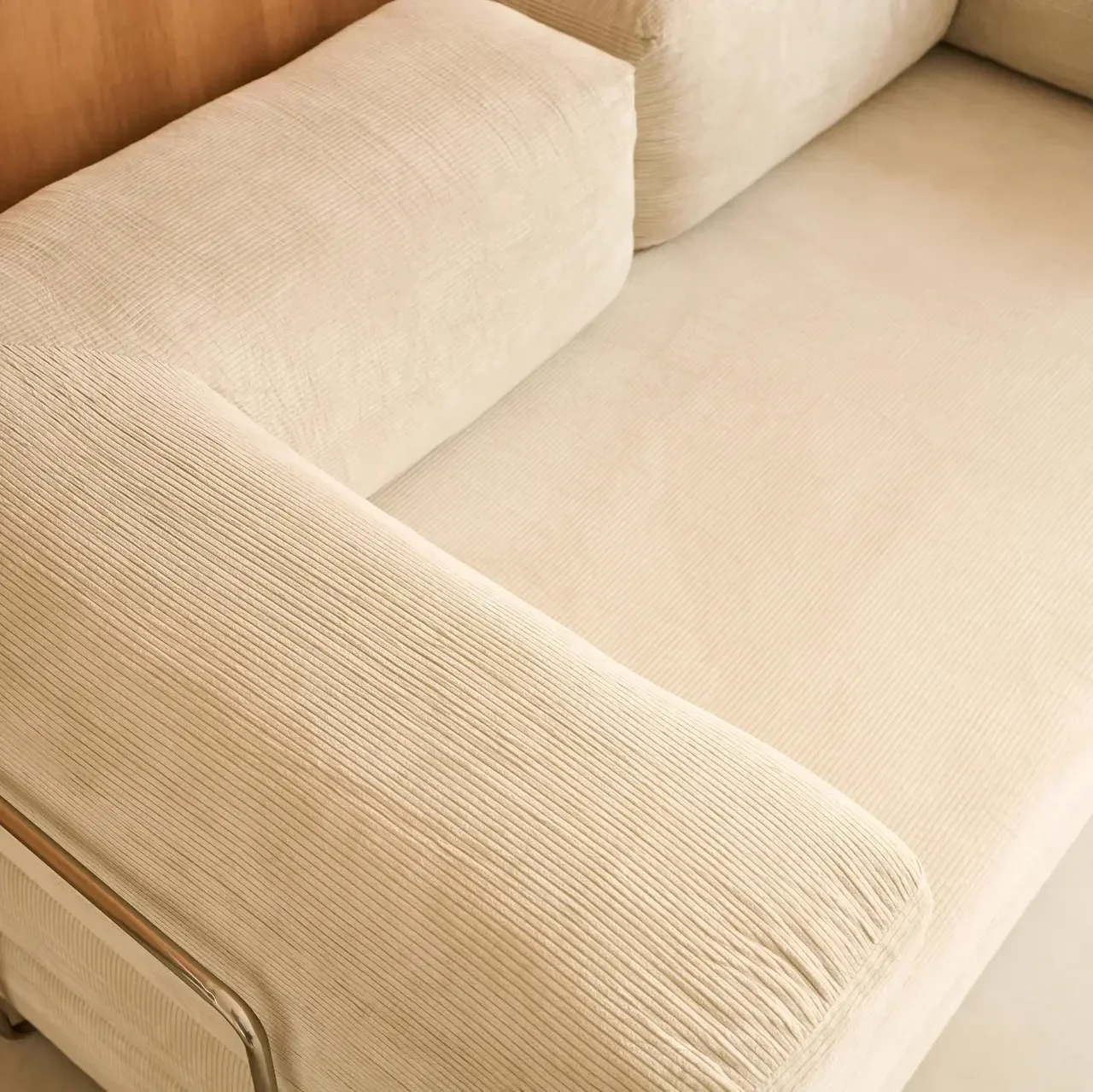 Sofá Cama 3 Plazas Terciopelo Pana Vintage Cromado Años 70