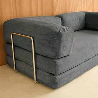 Sofá Cama 3 Plazas Terciopelo Pana Vintage Seventies Cromo