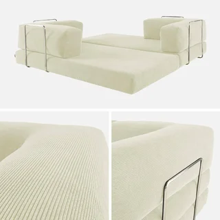 Sofá Cama 3 Plazas Terciopelo Pana Vintage Cromado Años 70