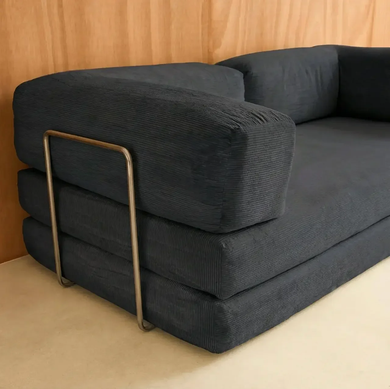 Sofá cama vintage 3 plazas terciopelo pana estilo años 70