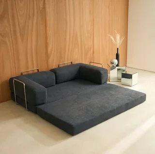 Sofá cama vintage 3 plazas terciopelo pana estilo años 70