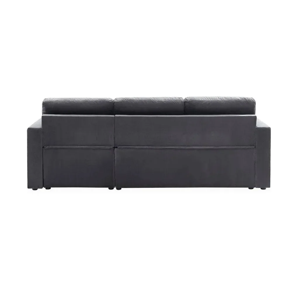 3-Sitzer Schlafsofa Blauer Samt Ottomane Umkehrbar mit Stauraum