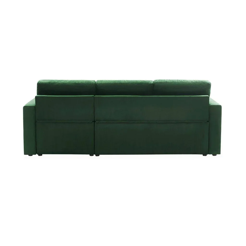 3-Sitzer Schlafsofa Blau Samt mit Umkehrbarer Recamiere und Stauraum - Bettsofa mit Bettkasten