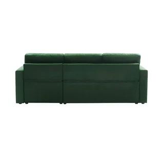 3-Sitzer Schlafsofa Blau Samt mit Umkehrbarer Recamiere und Stauraum - Bettsofa mit Bettkasten