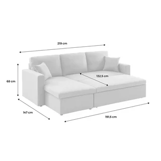 3-Sitzer Schlafsofa Blauer Samt Ottomane Umkehrbar mit Stauraum