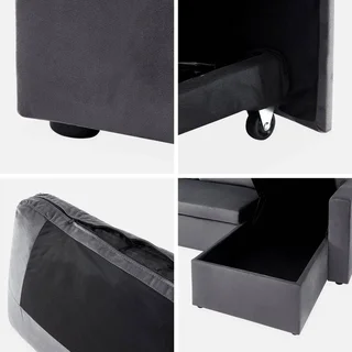 3-Sitzer Schlafsofa Blauer Samt Ottomane Umkehrbar mit Stauraum