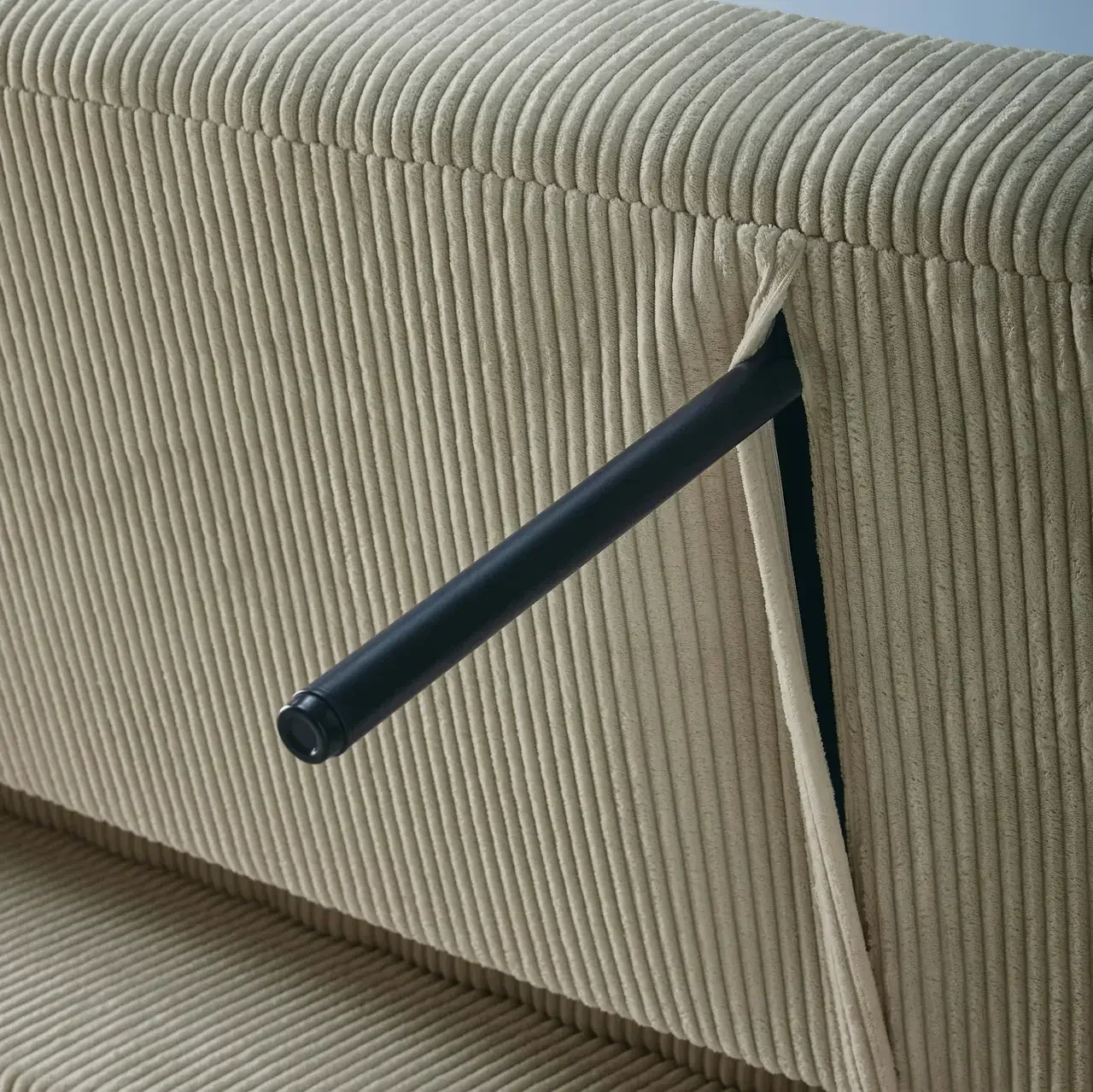 2-Sitzer Schlafsofa geripptes Samt rund beige Lino