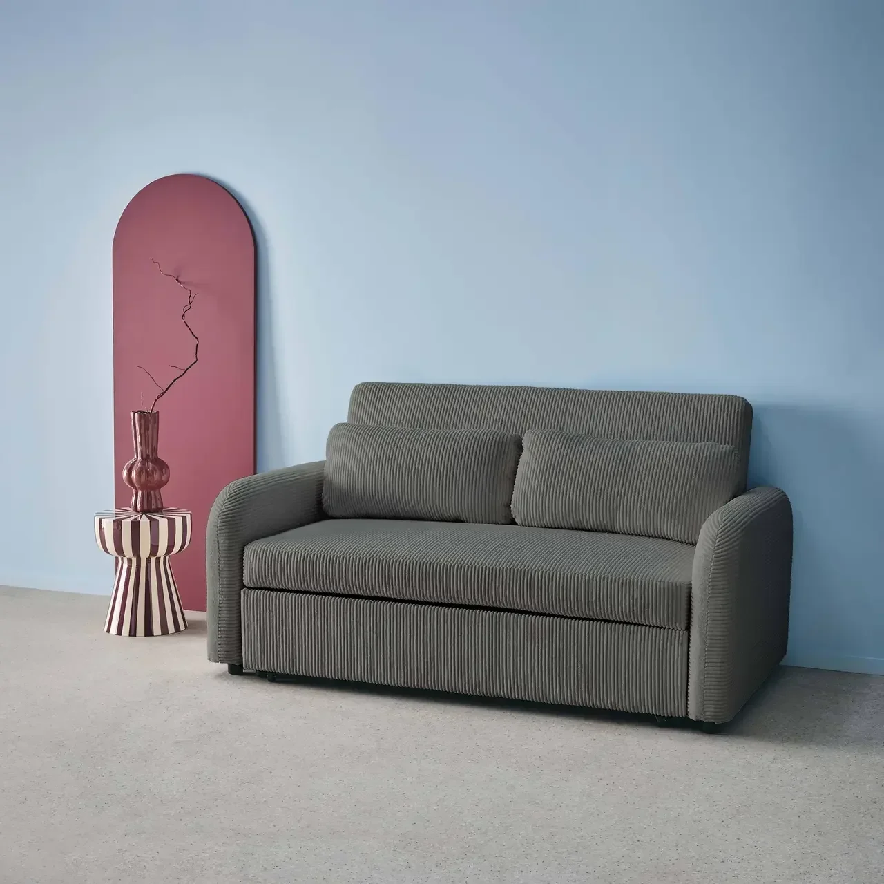 Rundes 2-Sitzer Schlafsofa Cord-Samt Lino