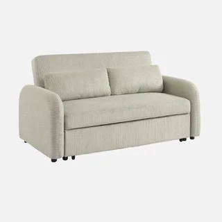 2-Sitzer Schlafsofa geripptes Samt rund beige Lino