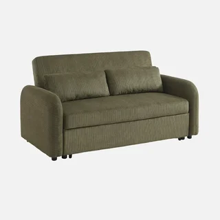 Rundes Schlafsofa 2-Sitzer Cord-Samt Lino beige