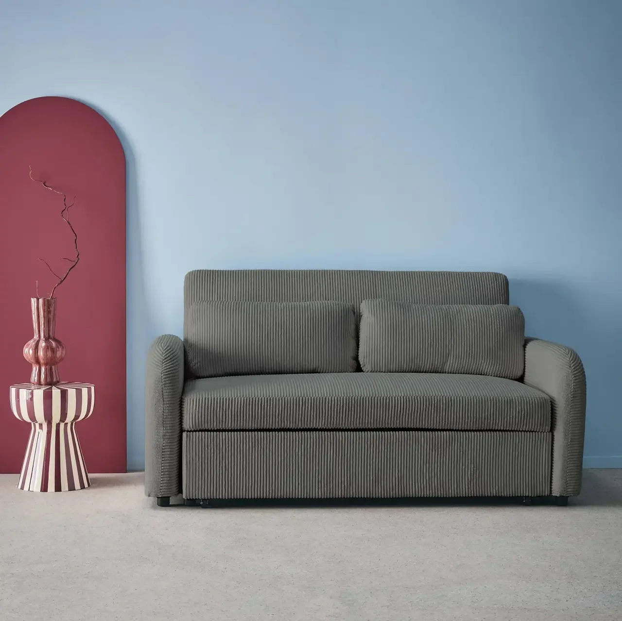 Rundes 2-Sitzer Schlafsofa Cord-Samt Lino