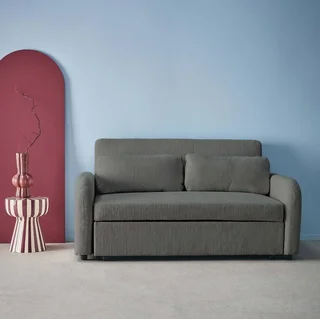 Rundes 2-Sitzer Schlafsofa Cord-Samt Lino