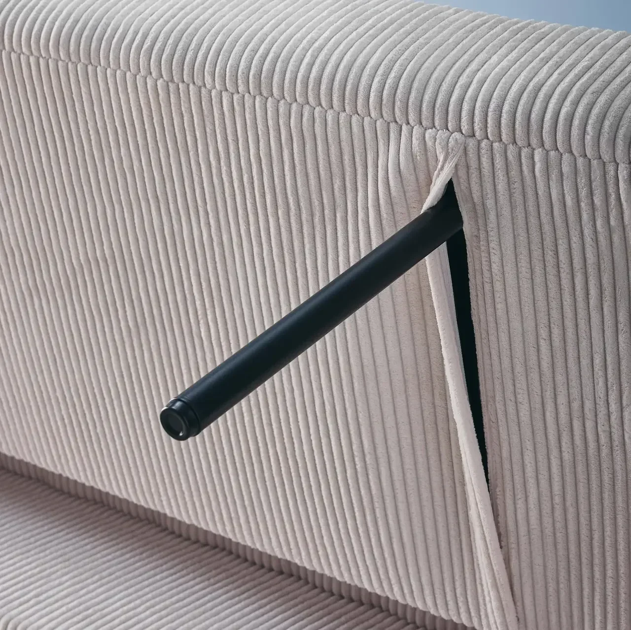Rundes Schlafsofa 2-Sitzer Cord-Samt Lino beige